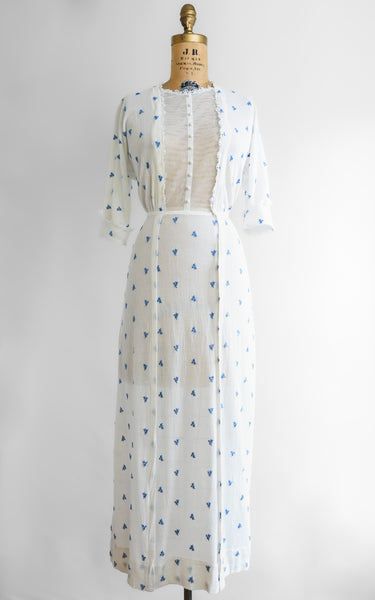 Robe en coton bleuet des années 1910