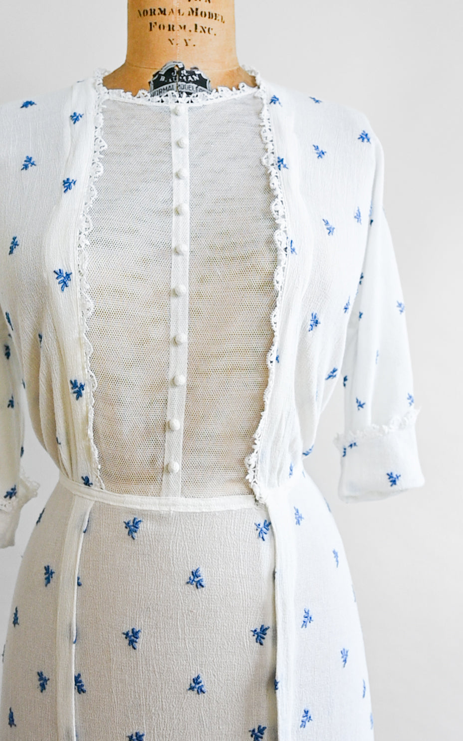 Robe en coton bleuet des années 1910