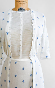 Robe en coton bleuet des années 1910