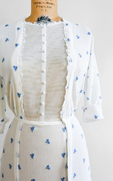 Robe en coton bleuet des années 1910