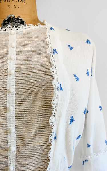 Robe en coton bleuet des années 1910