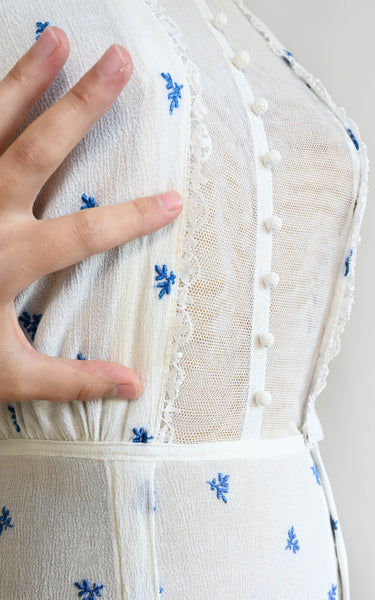 Robe en coton bleuet des années 1910