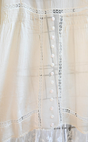 1910s Buttercream Silk Slip