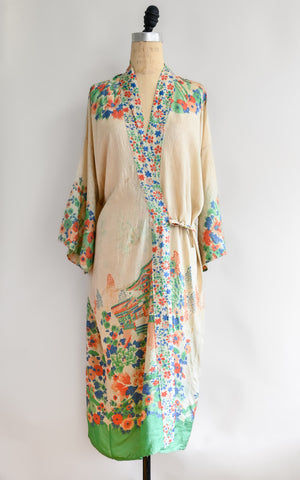 1920s Parfaire Pongee Silk Robe