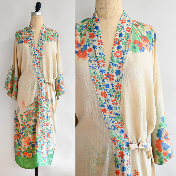 1920s Parfaire Pongee Silk Robe