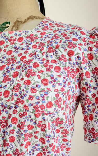 vintage 30s red floral dress