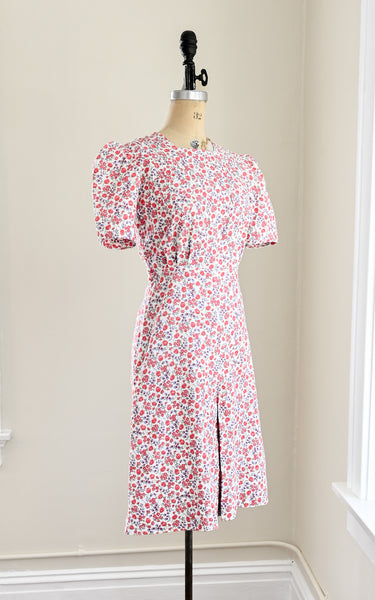 vintage 30s red floral dress