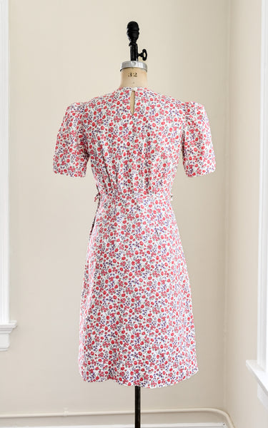 vintage 30s red floral dress