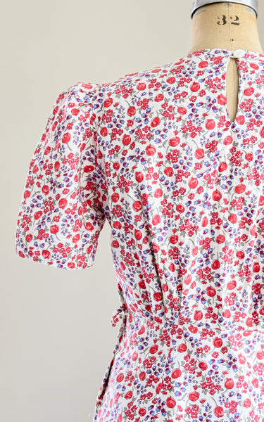 vintage 30s red floral dress